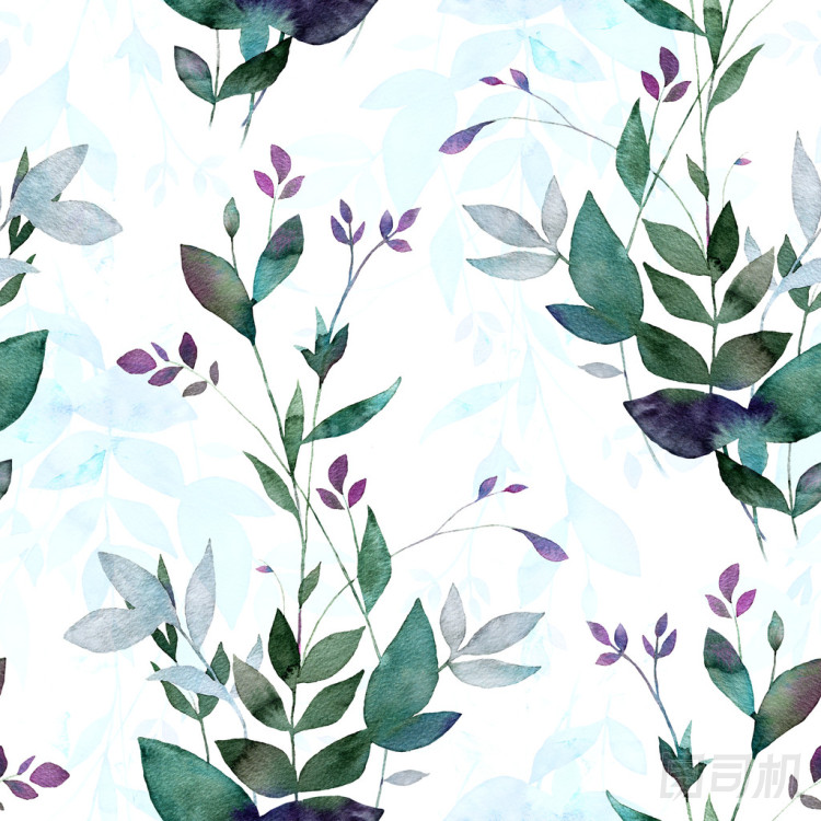 用樹葉水彩無縫模式圖片