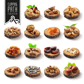 孤立的坚果与剪切路径设置.图片