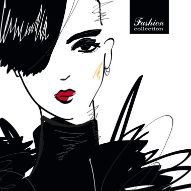 素描风格的时尚女孩.图片