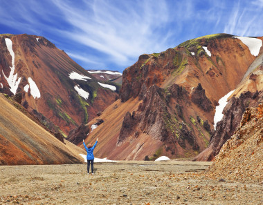 穿藍(lán)夾克的旅游圖片