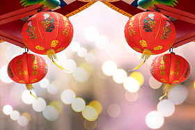 红色的纸灯笼.照片