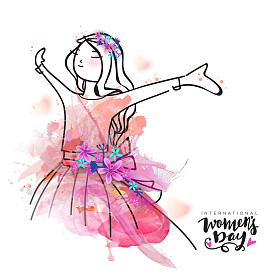 创意的年轻女孩为妇女节庆祝活动的