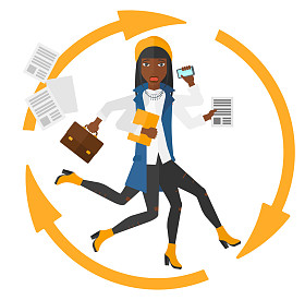 女人应对多任务处理.照片