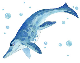 恐龙。恐龙水彩绘画。恐龙的插图。卡通恐龙