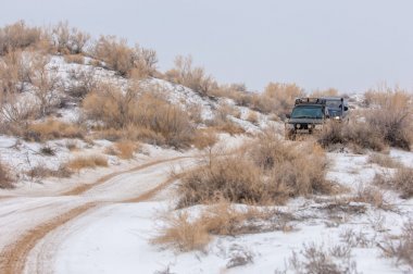 哈薩克斯坦, 阿拉木圖地區(qū), 巴卡納斯, 草原冬季乘車旅行