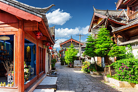 丽江古城风景优美的街道云南,中国