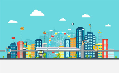 智能城市與商業(yè)標志。在線業(yè)務概念