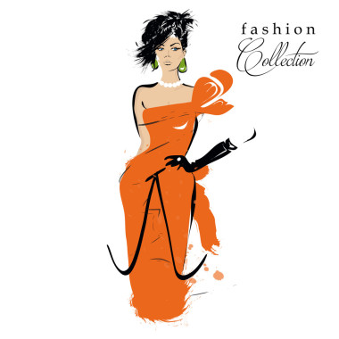 素描风格的时尚女孩