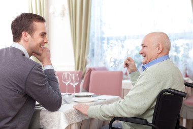 Friendly family is resting in cafe