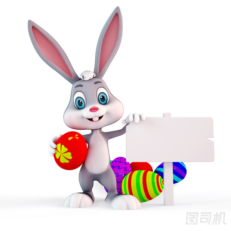 快樂小兔子與標(biāo)志和豐富多彩的蛋