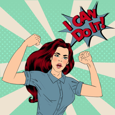 波普藝術(shù)風(fēng)格的泡沫和文本我能做到的超級女孩