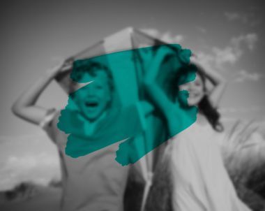 快樂兒童放風(fēng)箏