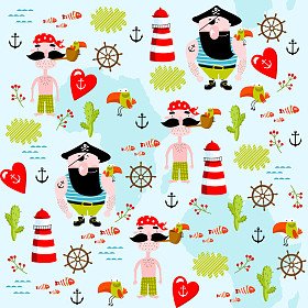 背景与海盗和鹦鹉图片