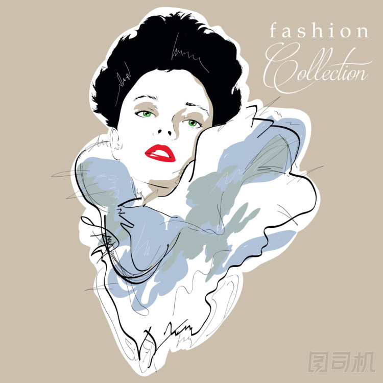 素描風(fēng)格的時(shí)尚女孩.圖片