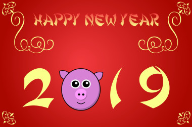 快樂的農(nóng)歷新年卡圖為 2019 的