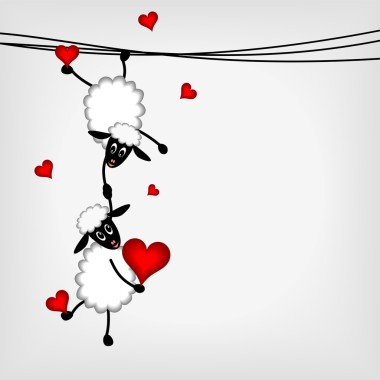 两只羊用红色的心