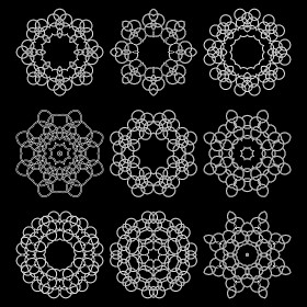 简单的几何装饰品。向量集的圆形图案