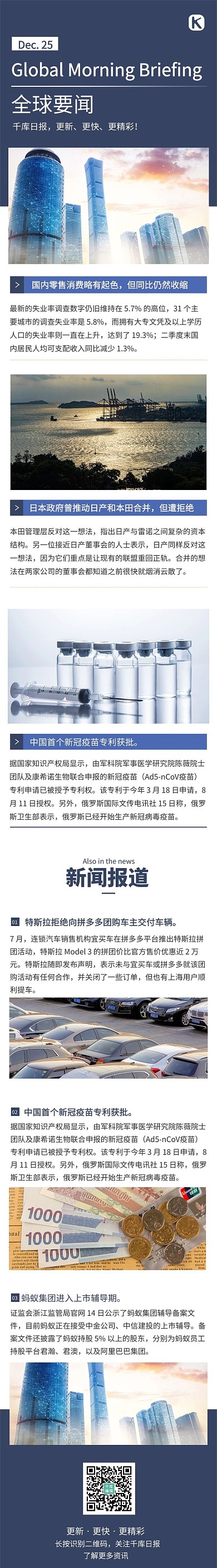 全球要闻新闻日报蓝色H5长图