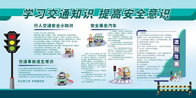 交通安全交通知识绿色简约展板