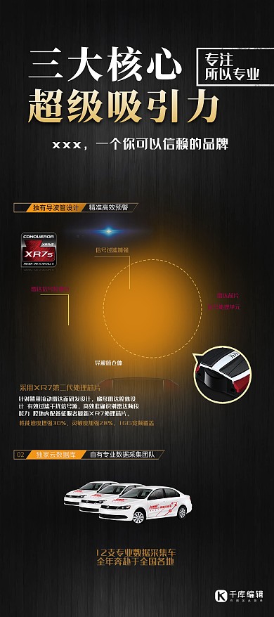 汽车产品广告汽车芯片记录仪黑色简约展架