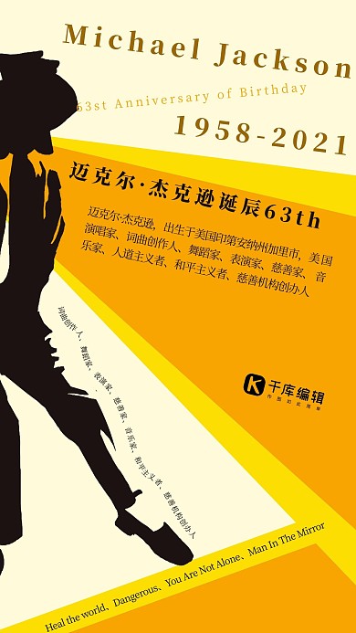 迈克尔杰克逊诞辰63周年纪念海报
