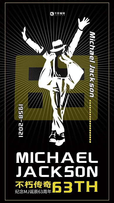 迈克尔杰克逊诞辰63周年天王巨星传奇巨星杰克逊海报