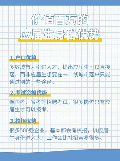 应届生的烦恼身份优势蓝色简约小红书封面