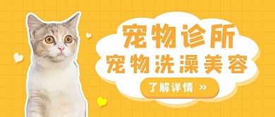 宠物诊所宠物诊所黄色卡通公众号首图