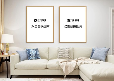 室内墙壁模板画框模型展示白色大气样机