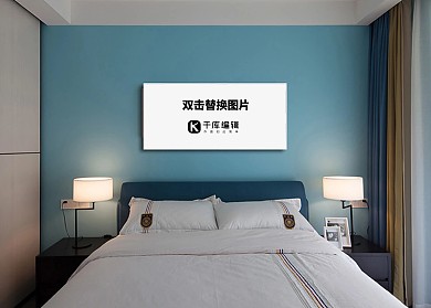 卧室内装饰画画框模型模板白色背景墙创意样机