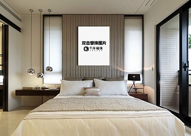 卧室墙面画框模板装饰灰色墙简洁样机