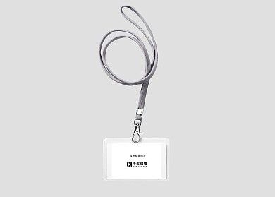 工作证素材模板横版胸牌黑色吊绳创意时尚样机