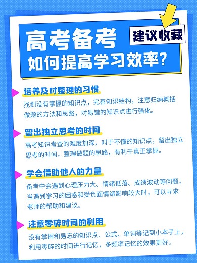 高考备考提高学习效率蓝色简约小红书