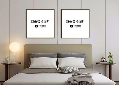 卧室墙面画框模板装饰灰色墙简洁创意样机