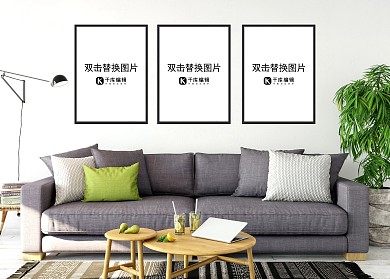 室内画框模板模型展示素材白色墙壁简约风格样机