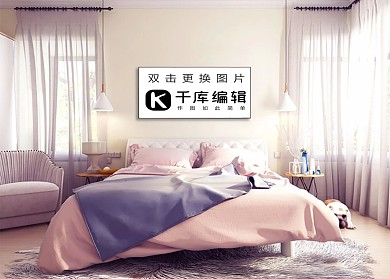卧室内装饰画画框模型模板灰色背景墙创意简约样机