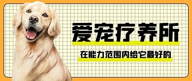 爱宠疗养所狗狗黄色扁平大字公众号首图