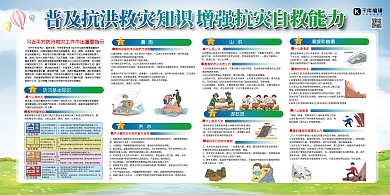 抗洪救灾人物绿色简约展板