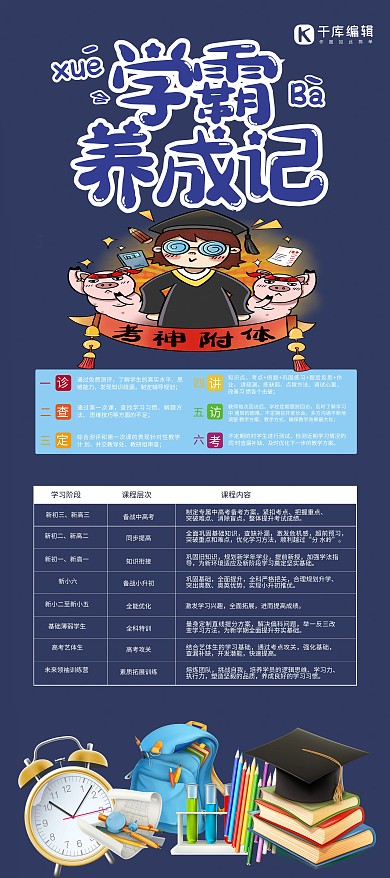 培训学霸养成记蓝色简约展架