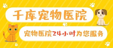 宠物医院宠物医院黄色卡通公众号首图