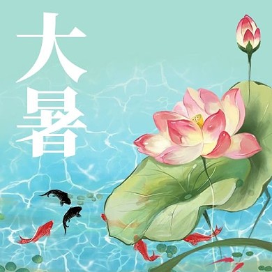 二十四节气之大暑池塘蓝色中国风公众号次图