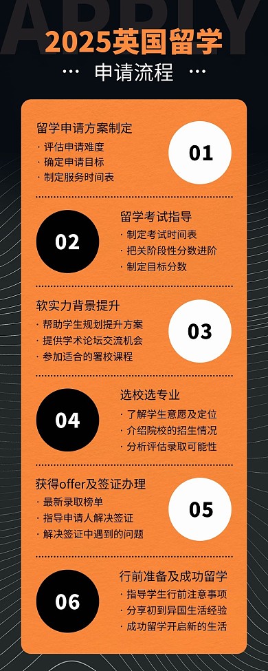 外国留学申请流程商务简约营销长图