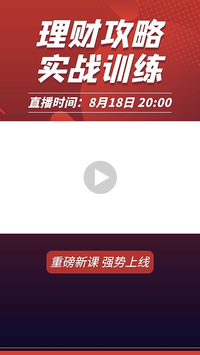 基金理财理财红色扁平竖版视频边框