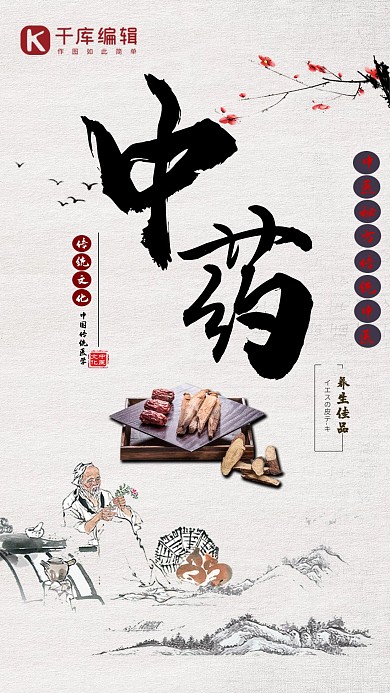 中医中药食材简约海报