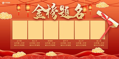 状元榜金榜题名红色中国风展板
