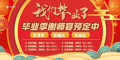 谢师宴祥云红金创意大气展板