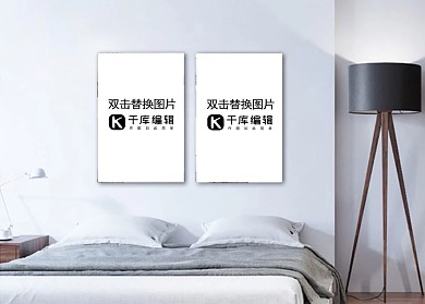 卧室装饰设计画框模型模板白色背景墙创意样机