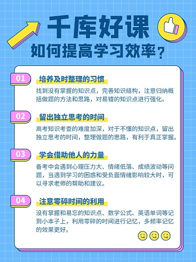 教育宣传高考学习效率知识科普蓝色卡通简约小红书配图