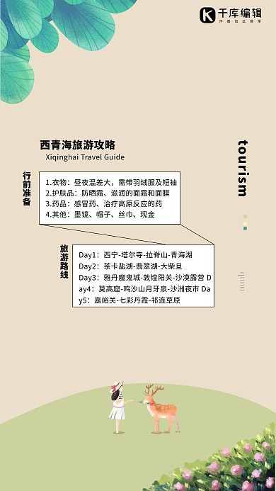 手账人物动物浅棕色创意插画海报