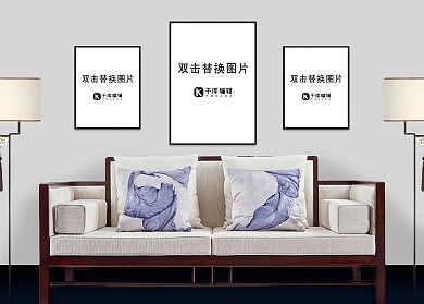 室内画框素材模板模型设计展示白色墙壁简约风格样机
